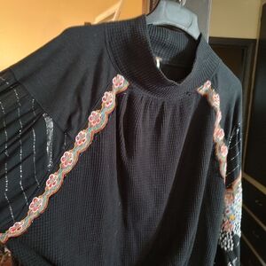 Free people beautiful shirt large very embroidered and stitched beautiful
